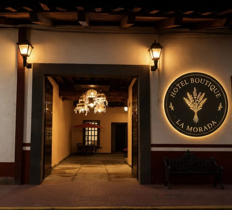 Fachada y entrada de Hotel Boutique La Morada en Zacatlán